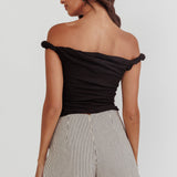 Teri Rolled Off-Shoulder Top Black