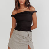 Teri Rolled Off-Shoulder Top Black