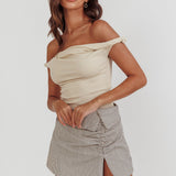 Teri Rolled Off-Shoulder Top Oat