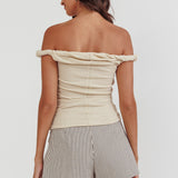 Teri Rolled Off-Shoulder Top Oat