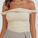 Teri Rolled Off-Shoulder Top Oat