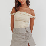 Teri Rolled Off-Shoulder Top Oat