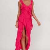 Joyride Ruffle Maxi Dress Magenta