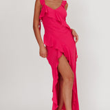 Joyride Ruffle Maxi Dress Magenta