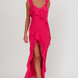 Joyride Ruffle Maxi Dress Magenta