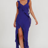Joyride Ruffle Maxi Dress Royal Blue