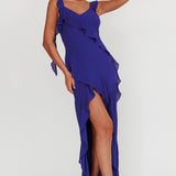 Joyride Ruffle Maxi Dress Royal Blue