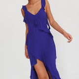 Joyride Ruffle Maxi Dress Royal Blue