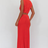 Mimosa Twist Waist Maxi Dress Coral