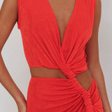 Mimosa Twist Waist Maxi Dress Coral