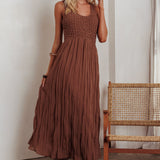 Mirella Smocked Bodice Maxi Dress Mocha