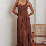 Mirella Smocked Bodice Maxi Dress Mocha
