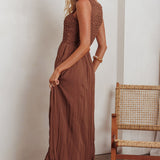 Mirella Smocked Bodice Maxi Dress Mocha