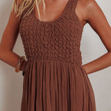 Mirella Smocked Bodice Maxi Dress Mocha