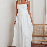 Yelizaveta Side Pocket Maxi Dress White