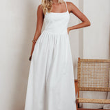 Yelizaveta Side Pocket Maxi Dress White