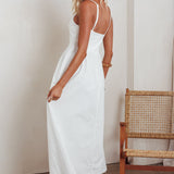 Yelizaveta Side Pocket Maxi Dress White