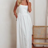 Yelizaveta Side Pocket Maxi Dress White