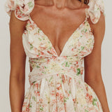 Roselle Backless Ruffle Maxi Dress Floral Multi