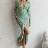 Adele Long Sleeve Sequin Maxi Dress Mint