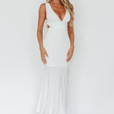 Alethia Cross Back Midi Dress White
