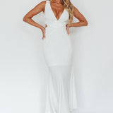 Alethia Cross Back Midi Dress White