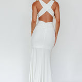 Alethia Cross Back Midi Dress White