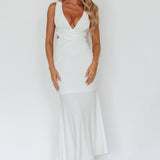 Alethia Cross Back Midi Dress White