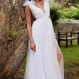 Ludivine Shoulder Accent Mesh Midi Dress Glitter White