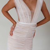 Ludivine Shoulder Accent Mesh Mini Dress White
