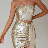 Joie De Vivre Sequin Mini Dress Gold