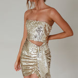 Joie De Vivre Sequin Mini Dress Gold