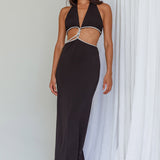 Starlight Stroll Cut-Out Diamante Dress Black