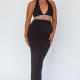 Starlight Stroll Cut-Out Diamante Dress Black