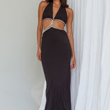 Starlight Stroll Cut-Out Diamante Dress Black