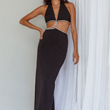 Starlight Stroll Cut-Out Diamante Dress Black