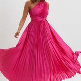 Laxmi Accordion Pleat Maxi Dress Fuchsia