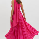 Laxmi Accordion Pleat Maxi Dress Fuchsia