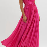 Laxmi Accordion Pleat Maxi Dress Fuchsia
