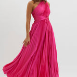 Laxmi Accordion Pleat Maxi Dress Fuchsia