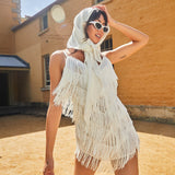 Vintage Charm Fringe Mini Dress White