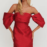 Magnolia Off-Shoulder Mini Dress Wine