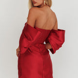 Magnolia Off-Shoulder Mini Dress Wine