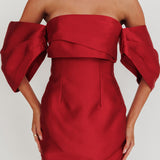 Magnolia Off-Shoulder Mini Dress Wine
