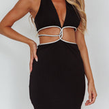 Amalia Diamante Twist Cut-Out Mini Dress Black