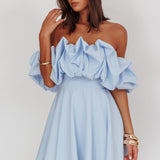 Kailynn Off-Shoulder A-Line Mini Dress Blue