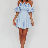 Kailynn Off-Shoulder A-Line Mini Dress Blue