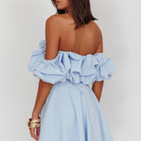 Kailynn Off-Shoulder A-Line Mini Dress Blue