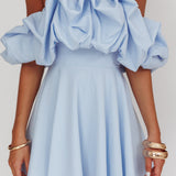 Kailynn Off-Shoulder A-Line Mini Dress Blue