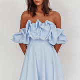 Kailynn Off-Shoulder A-Line Mini Dress Blue